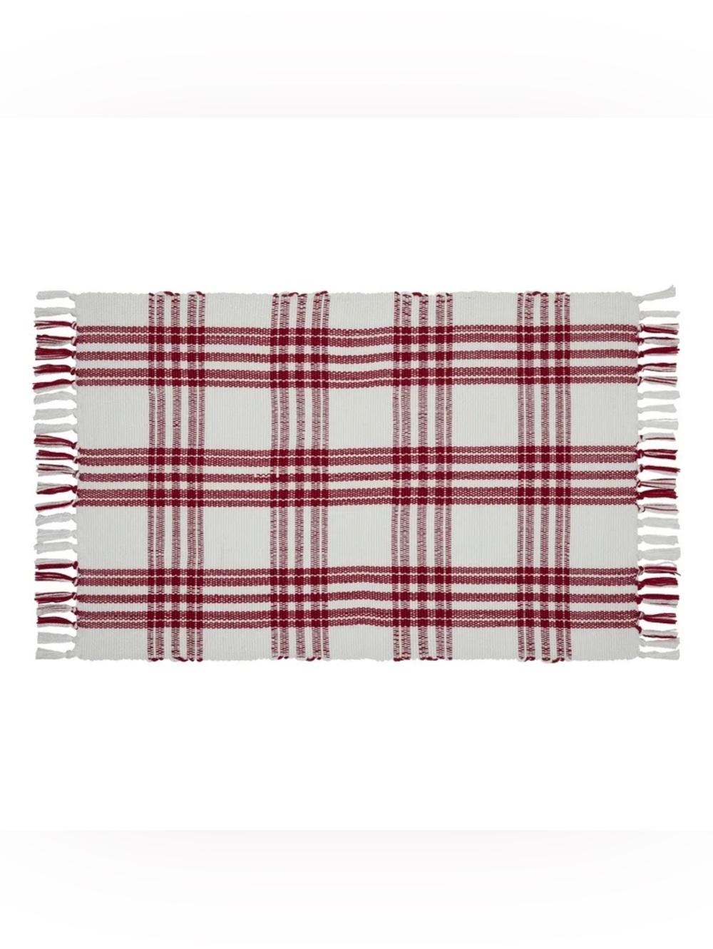 My Texas House Indoor/Outdoor Plaid Accent Rug, Red and White, 24" x 38"